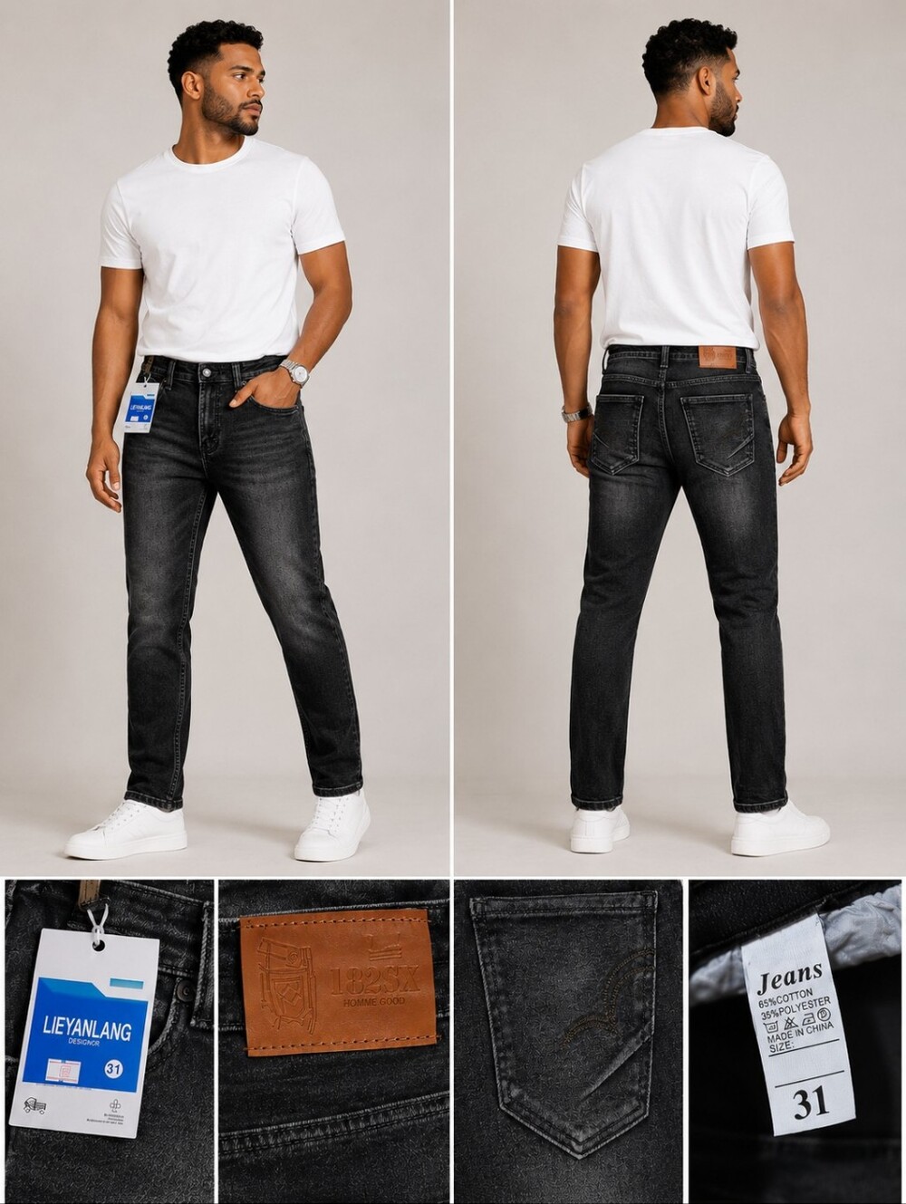 Men's Slim Fit Washed Black Jeans